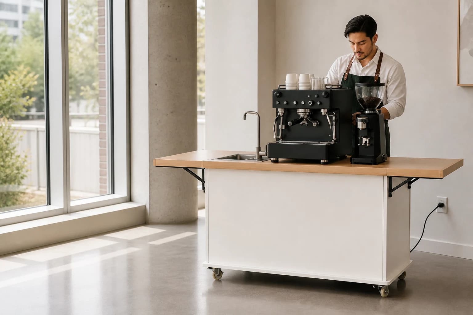 Syfr Coffee cart set up in a compact Toronto venue corner