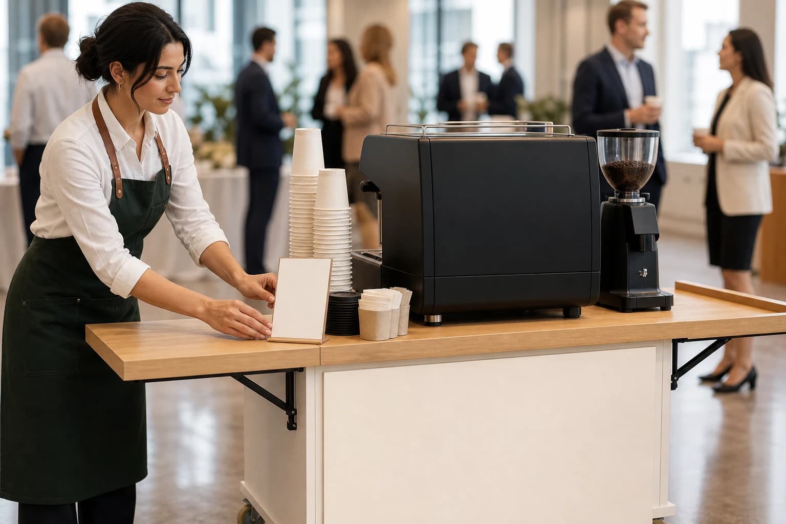 Syfr Coffee cart prepared with event display details for a Toronto corporate event